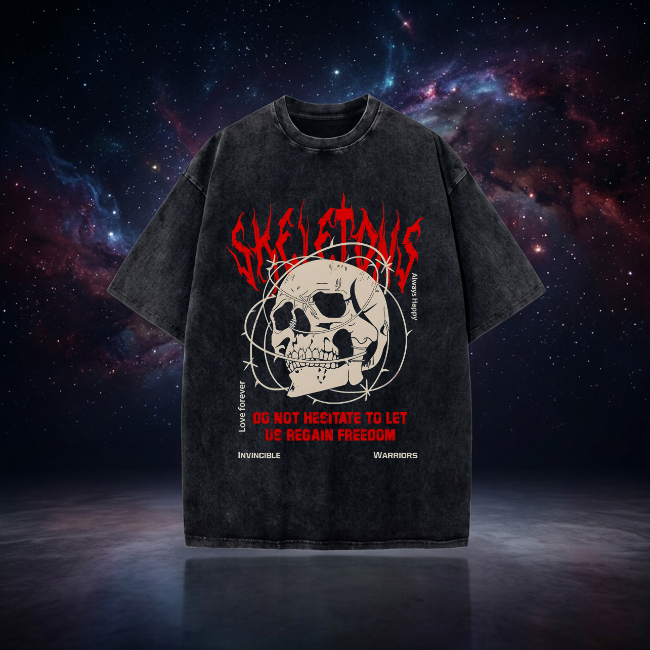 Streetwear Brand Jersey - American Retro Washed Black T-Shirt Men's