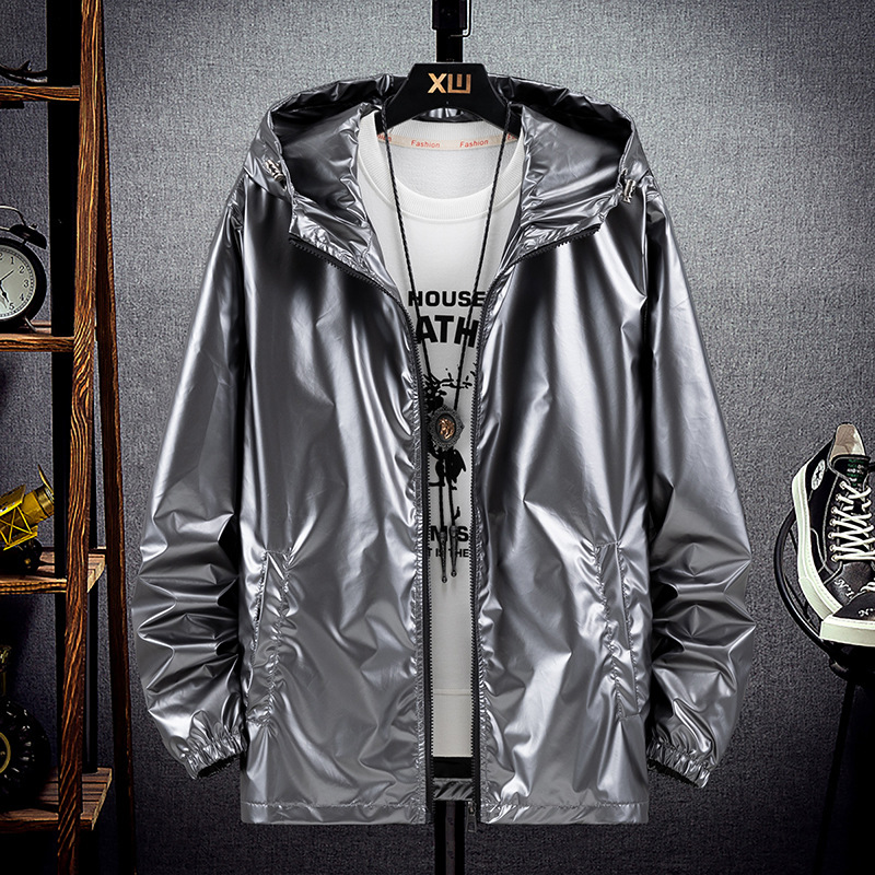 Streetwear Brand Jacket - Spring and Autumn Shiny jacket, Large-Sized