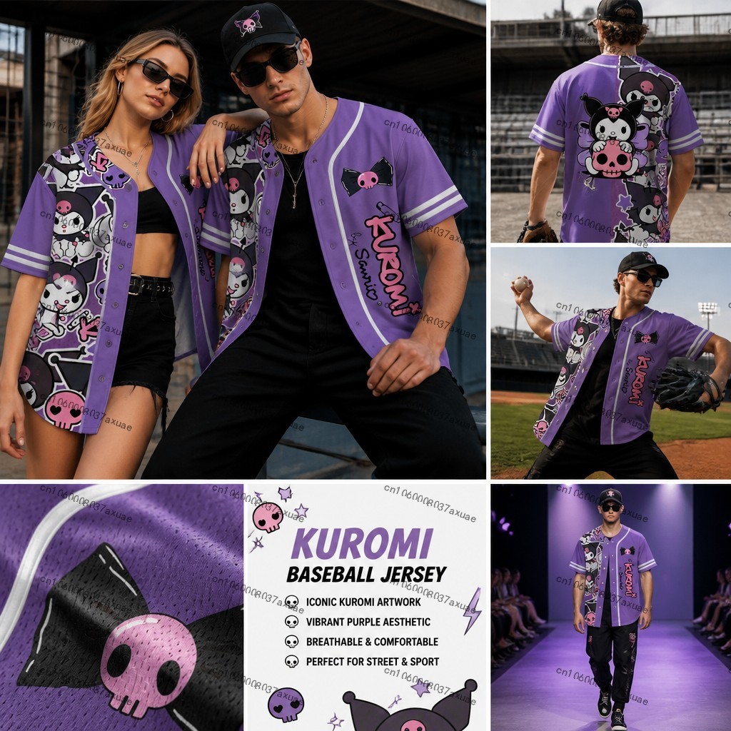 Women's Sanrio Kuromi Baseball - Streetwear Brand Jersey ulasan dan harga