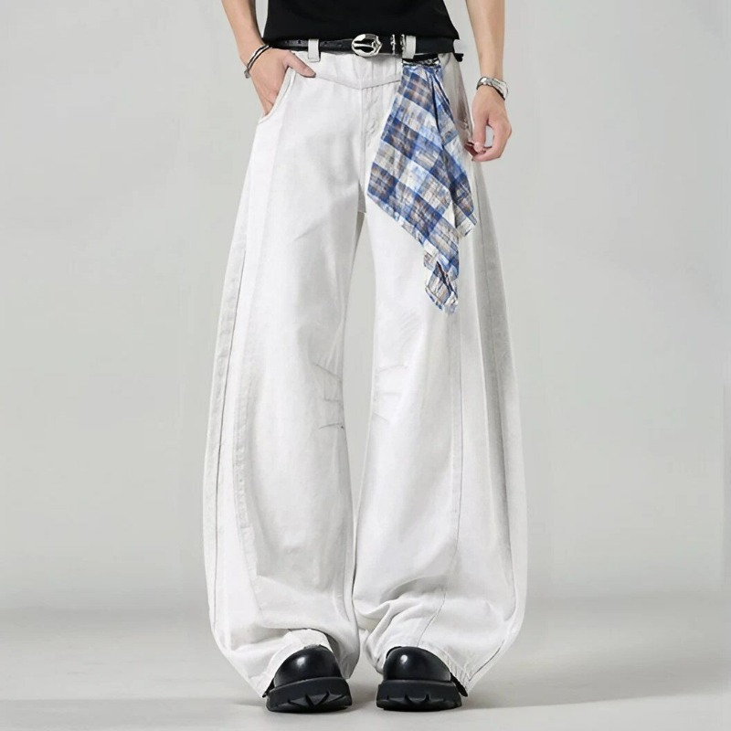 Men's Loose Wide Leg Plaid Pan - Streetwear Brand Jacket ulasan dan harga