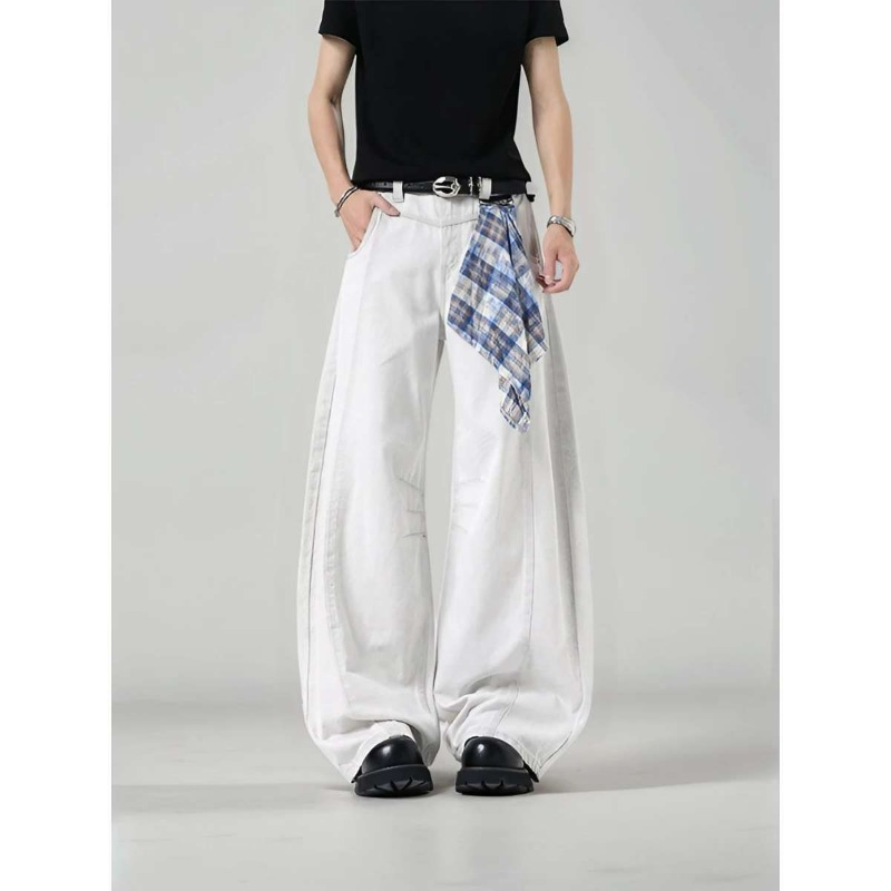 Men's Loose Wide Leg Plaid Pan - Streetwear Brand Jacket ulasan dan harga