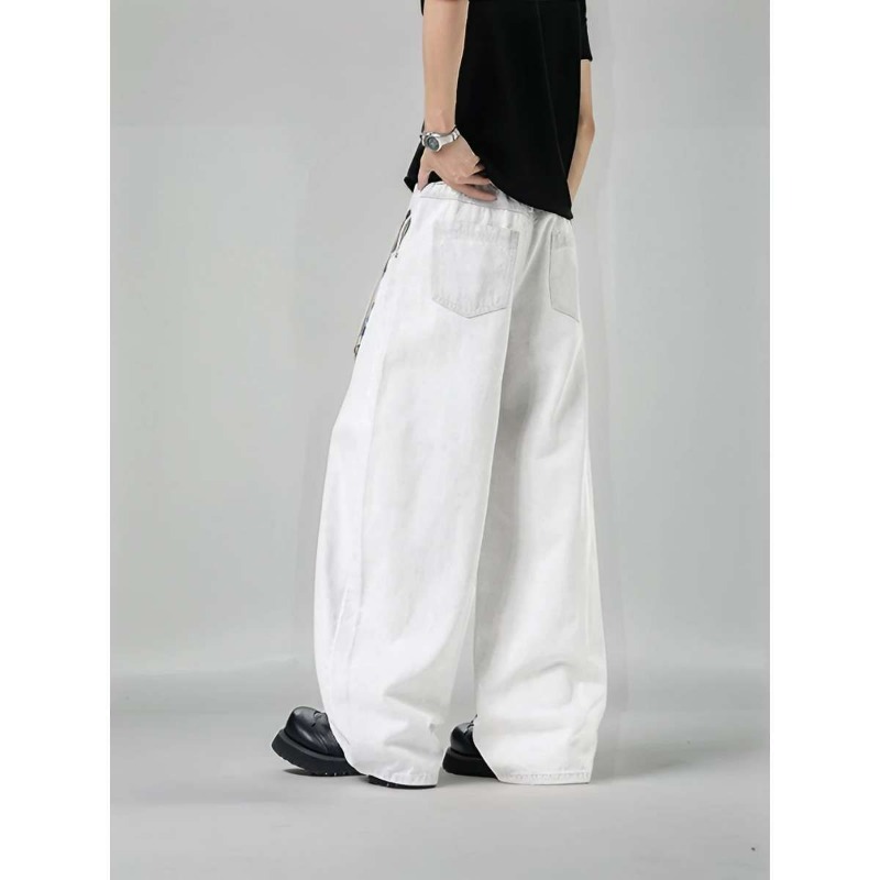 Men's Loose Wide Leg Plaid Pan - Streetwear Brand Jacket ulasan dan harga